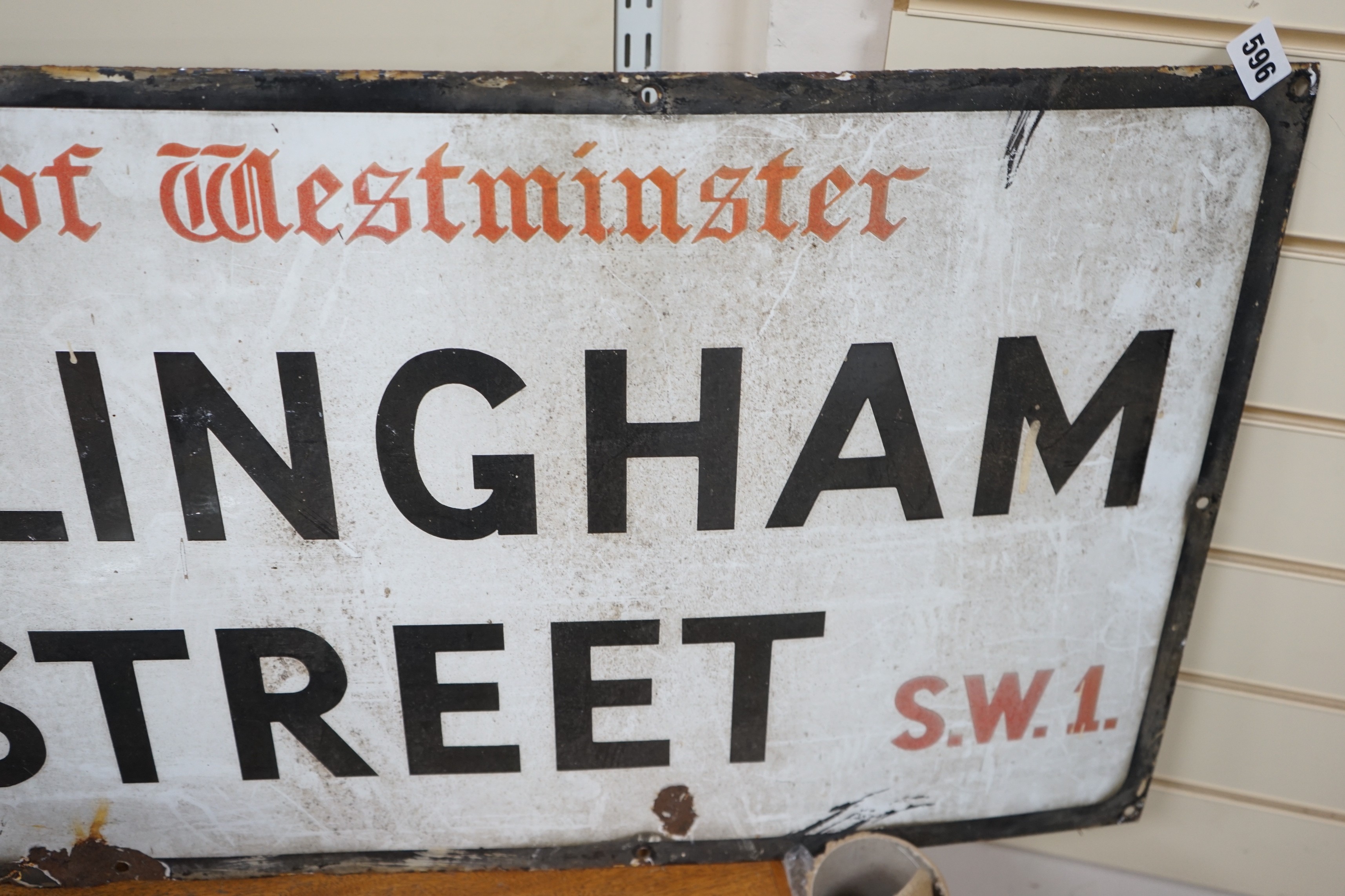 A City of Westminster ‘Gillingham Street’ enamelled road sign, 46x92cm